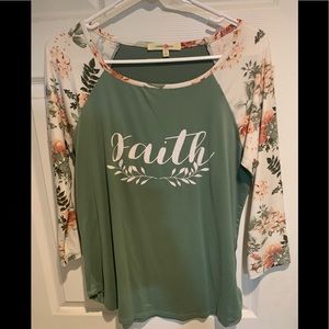 “Faith” 3/4 sleeve top